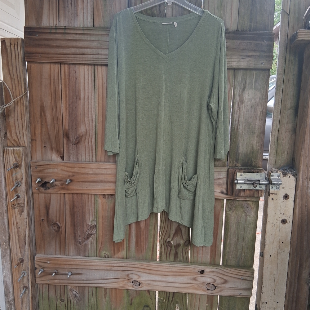 LOGO by Lori Goldstein Olive Tunic with Pockets